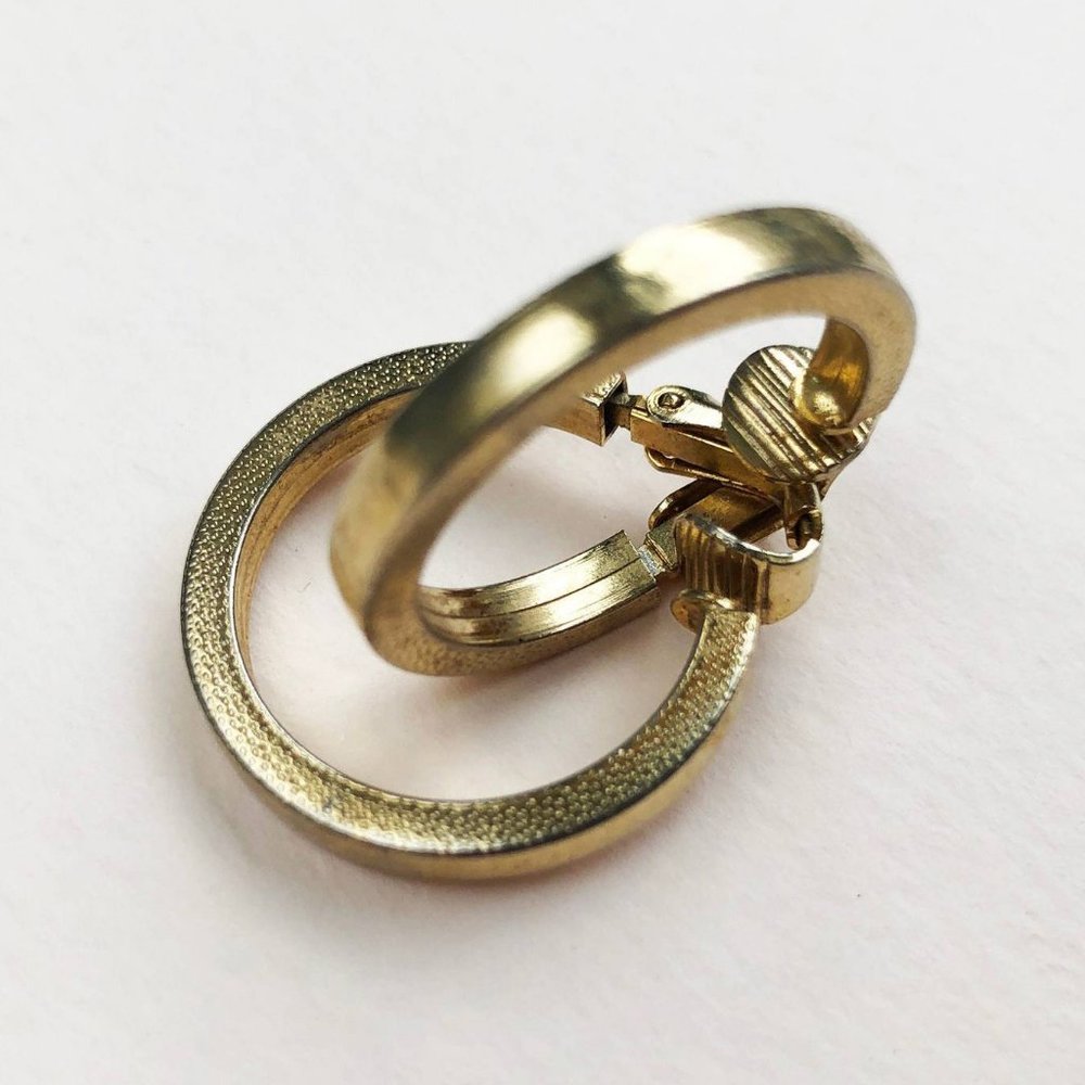 Chunky gold hoops, medium size clip on hoops